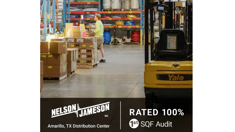 Nelson-Jameson’s Amarillo, Texas, strategic distribution center receives a 100% score in its first Safety Quality Food audit.